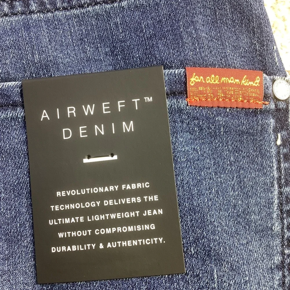 7 For All Mankind Mens The Straight Airweft Denim Jeans Blue Size 31 x 34 NWT